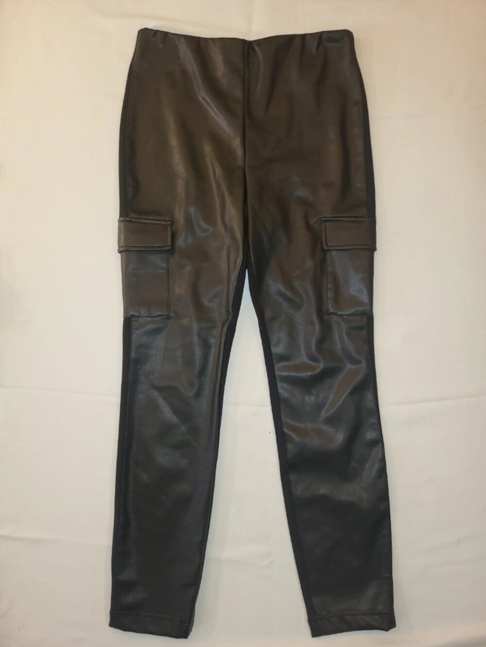 Calvin Klein Jeans Black Faux Leather Leggings Women's Medium Skinny Pants